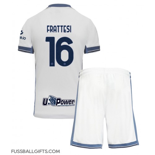 Inter Milan Davide Frattesi #16 Fußballbekleidung Auswärtstrikot Kinder 2024-25 Kurzarm (+ kurze hosen)